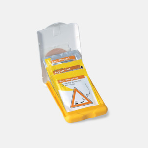Askar med olika innehåll med reklamtryck