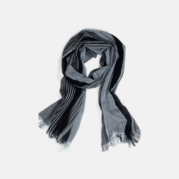 Grey Melange Randiga halsscarfs med brodyrlogo