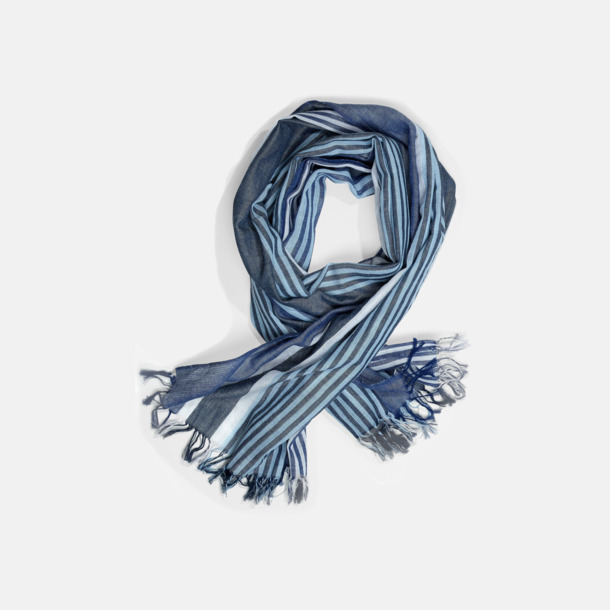 Dark Denim Randiga halsscarfs med brodyrlogo