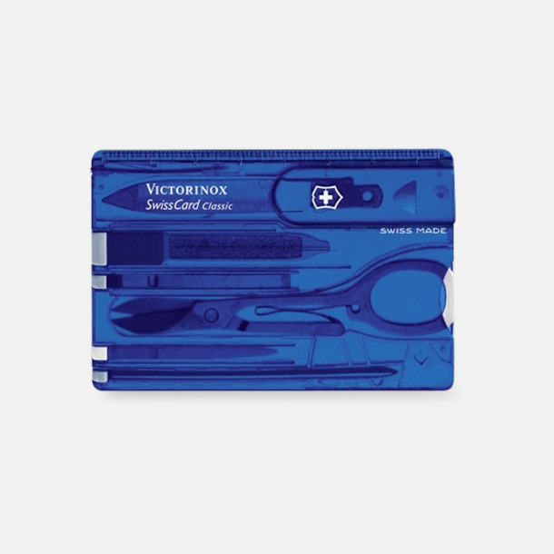 Transparent Blå SwissCard Classic från Victorinox med reklamlogo