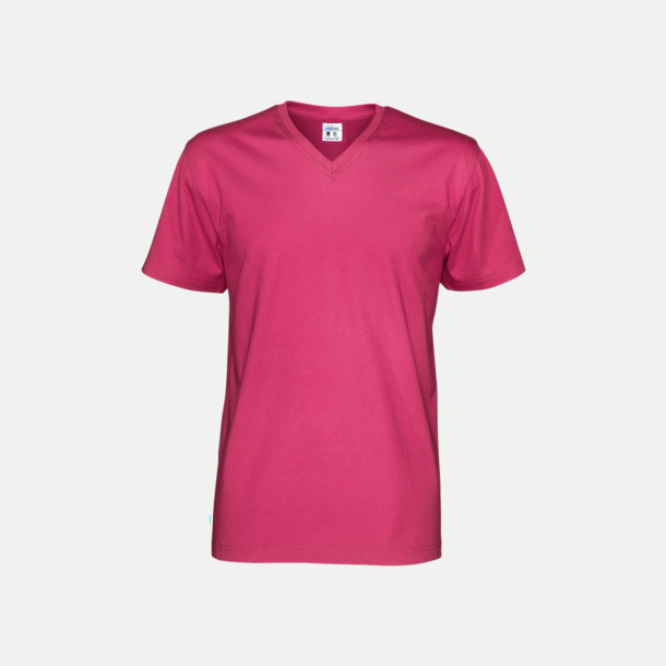 Cerise (herr) Svanen- & Fairtrade-certifierade v-ringade t-shirts med reklamtryck