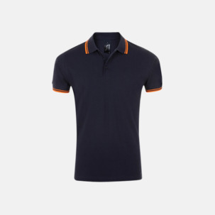 Herr- och dampikéer med kontrasterande ränder - med tryck eller brodyr