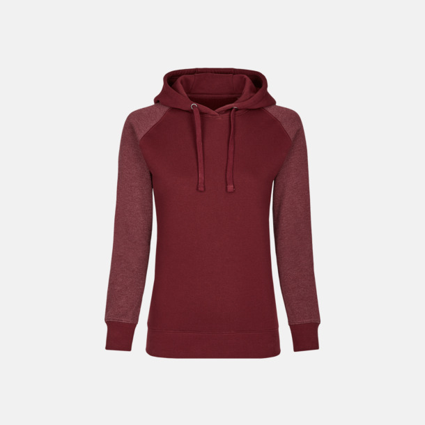 Burgundy/Heather Burgundy (dam) Ficklösa huvtröjor med reklamtryck