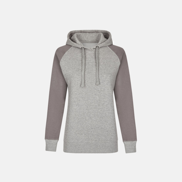 Heather Grey/Grey Solid (dam) Ficklösa huvtröjor med reklamtryck