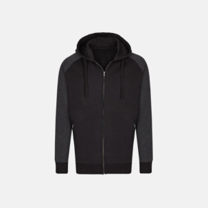 Blixtlåsförsedda tonade huvtröjor med reklamtryck