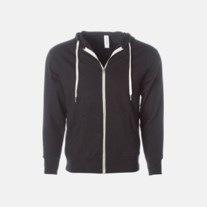 Blixtlås hoodies i frottébomull med reklamtryck