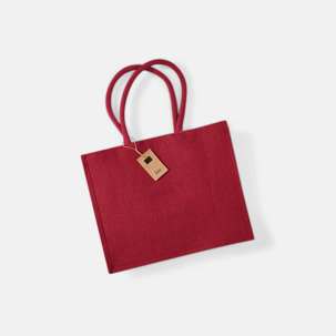 Juteväskor med färgade handtag - med reklamtryck