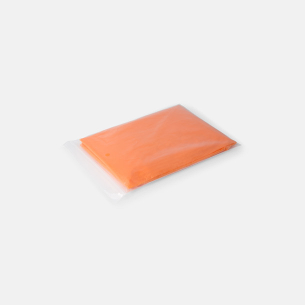 Orange Regnponchos i påsar med reklamtryck