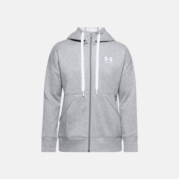 Pitch Grey Light Heather/Onyx White Under Armour dam zip hoodies med reklamtryck