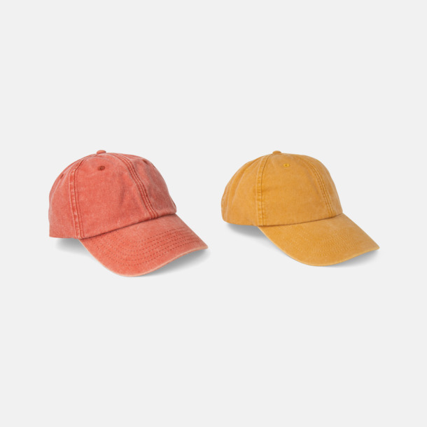 Vintage Orange vs Vintage Mustard Vintage Keps i tvättad och borstad bomull med egen logga