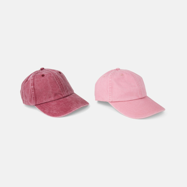 Vintage Red vs Vintage Dusty Pink Vintage Keps i tvättad och borstad bomull med egen logga