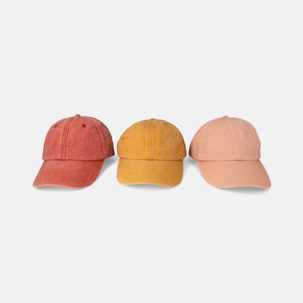 Vintage Orange, Vintage Mustar, Vintage Peach Vintage Keps i tvättad och borstad bomull med egen logga