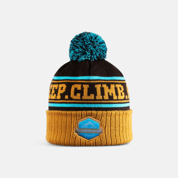 Med vävt märke Toppluvor i retrostockad design med reklambrodyr