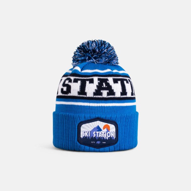 Med vävt märke Toppluvor i retrostockad design med reklambrodyr